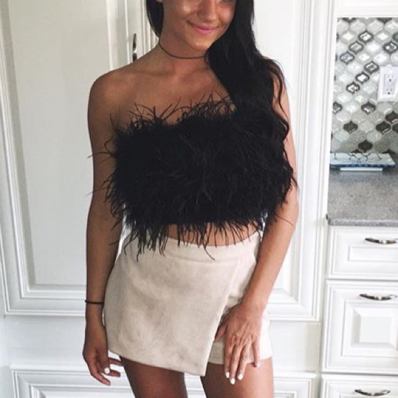 Feather strapless top Clearance